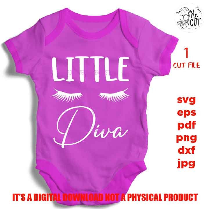 little diva svg, Baby Toddler Girl SVG, DXF, EpS, cut file, Valentine's day, baby girl shirt design, Cute Girl shirt, vector bodysuit design