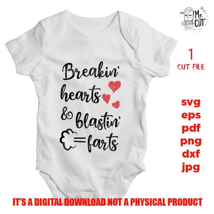 Stealing hearts and making farts, babys first valentines bodysuit, SVG, DxF, EpS, cut file Cut file, Baby svg, baby boy, baby shower svg