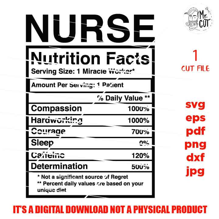 NURSE Nutrition Facts, nurse svg, Appreciation svg, nurse sign svg, nurse Shirt, hospital svg, eps, png, jpg mirrored