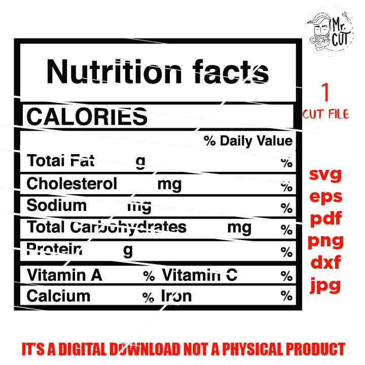 blanck Nutrition Facts, food svg, nutrition fact svg, diet svg Appreciation svg, calories sign svg, Shirt, mug, tumbler, eps, png, jpg