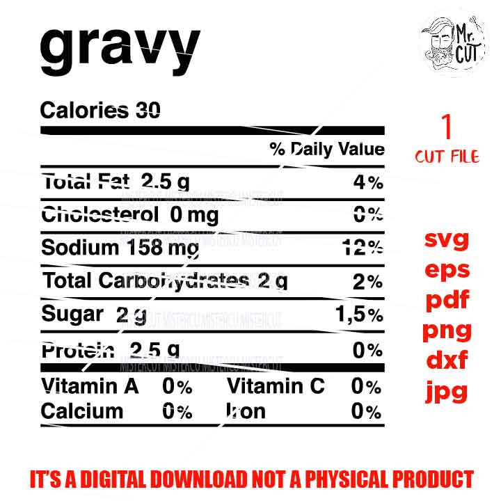 Gravy Nutrition Facts, food svg, nutrition fact svg, diet svg, christmas svg, calories sign svg, Shirt, mug, shirt, eps, png, jpg