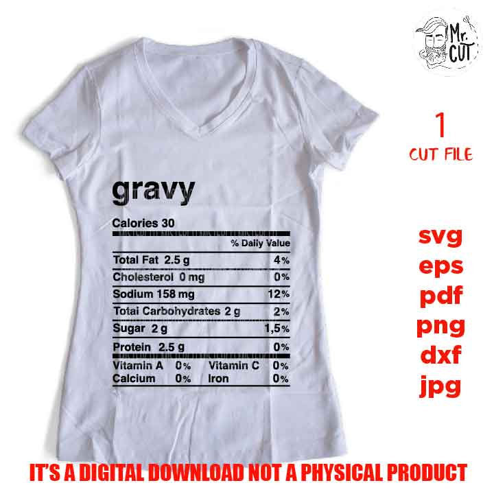 Gravy Nutrition Facts, food svg, nutrition fact svg, diet svg, christmas svg, calories sign svg, Shirt, mug, shirt, eps, png, jpg