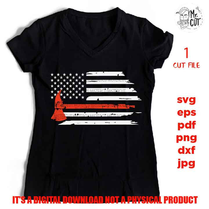 USA flag Fire Dept Red Line Svg Fireman Distressed Flag Svg Firefighter Cut Files Fire Axe Vinyl Decal Design T-shirt, for Cricut Silhouette