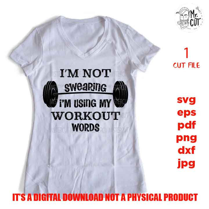 I'm Not Swearing Using Workout Words SVG, dxf, Working Out, Funny Gym svg, Fitness cut file, Sweat Sparkle, cut file, SVG Files, Funny  svg