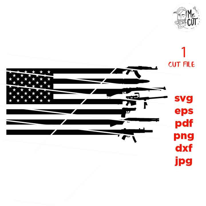 American Flag made with Guns SVG, gun flag svg, flag gun svg, patriot svg, Second Amendment, independence day svg, patriotic shirt