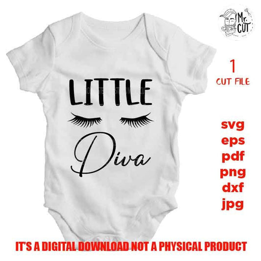 little diva svg, Baby Toddler Girl SVG, DXF, EpS, cut file, Valentine's day, baby girl shirt design, Cute Girl shirt, vector bodysuit design