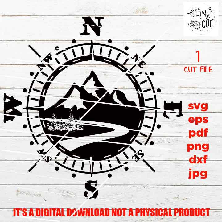 Compass, Camping Adventure Badge svg, star svg, adventure decal SVG, PNG, Dxf, jpg, eps, Cut File, mountain svg, camp, outdoor sign, shirt