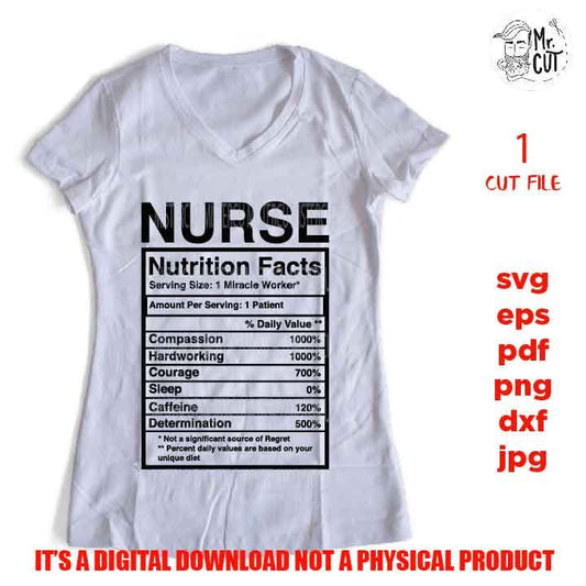 NURSE Nutrition Facts, nurse svg, Appreciation svg, nurse sign svg, nurse Shirt, hospital svg, eps, png, jpg mirrored