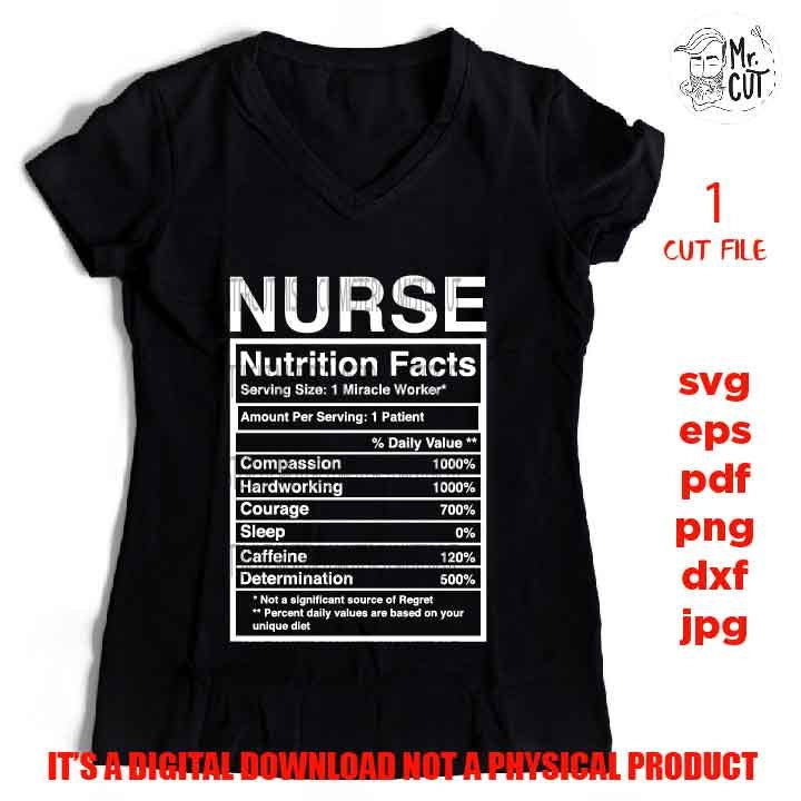 NURSE Nutrition Facts, nurse svg, Appreciation svg, nurse sign svg, nurse Shirt, hospital svg, eps, png, jpg mirrored