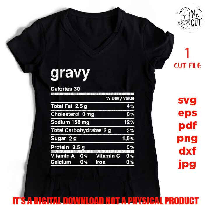 Gravy Nutrition Facts, food svg, nutrition fact svg, diet svg, christmas svg, calories sign svg, Shirt, mug, shirt, eps, png, jpg