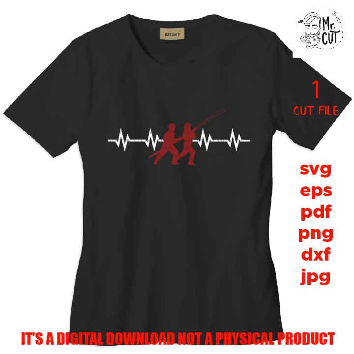 firefighters Heartbeat, Ekg, firefighters Love, svg,png, dxf, eps, cut file, jpg, Silhouette and Cricut, firefighters shirt vector design