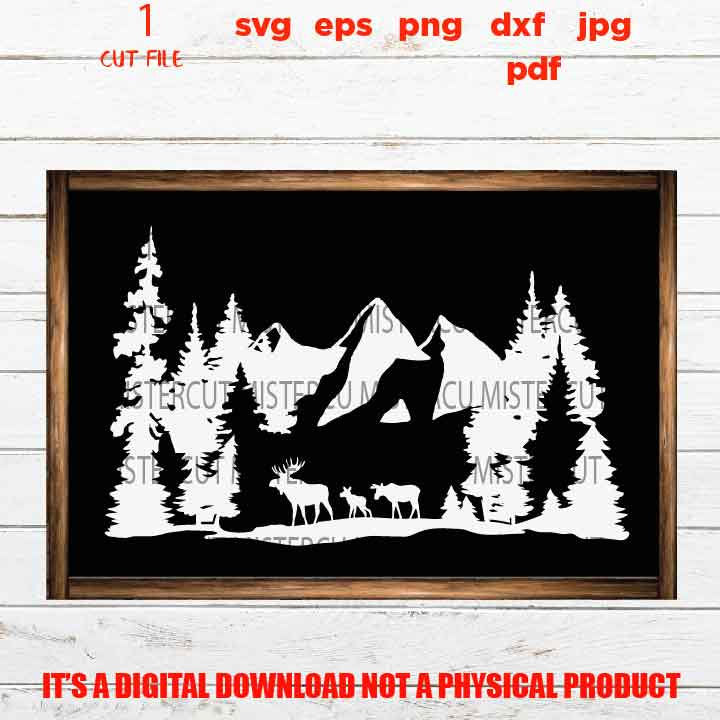 moose family svg, mountain svg, adventure decal SVG, PNG, Dxf, jpg, eps, Cut File, nature Love, love mountain svg, sign vector design svg