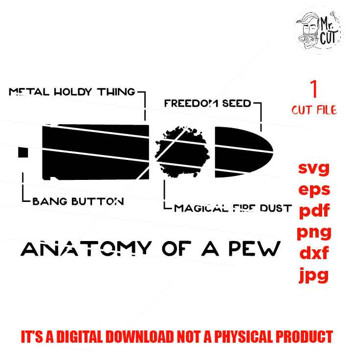 Anatomy of a pew sign SVG, gun flag svg, funny flag gun svg, bullet, ammo, funny shirt vector design, jpg, png, dxf