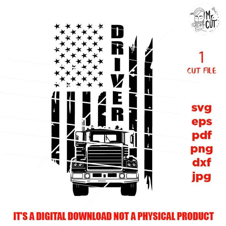 driver Svg, usa Distressed flag Svg, PNG, Dxf, mirrored jpg, american flag, USA flag, truck shirt vector design, Vehicles Recovery Shirt