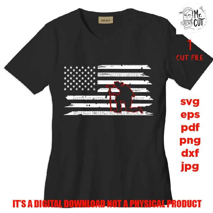 USA flag distressed svg, firefighter svg, fourth july Flag, Distressed flag Svg, PNG, Dxf, usa flag, firefighter shirt vector design