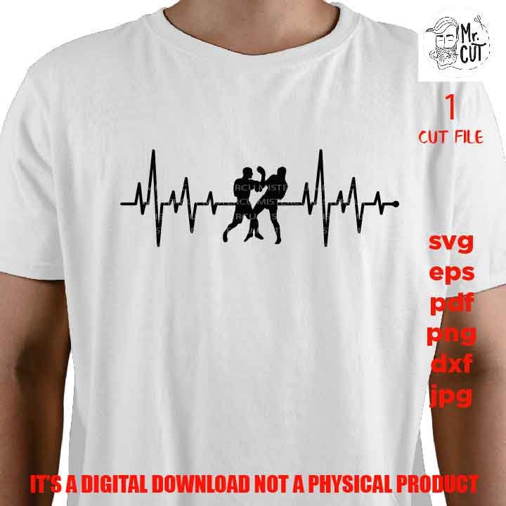 boxe Heartbeat, Ekg, boxer Love, svg, dxf, pdf eps, cut file, jpg, Silhouette and Cricut, boxe shirt vector design, sign png high resolution