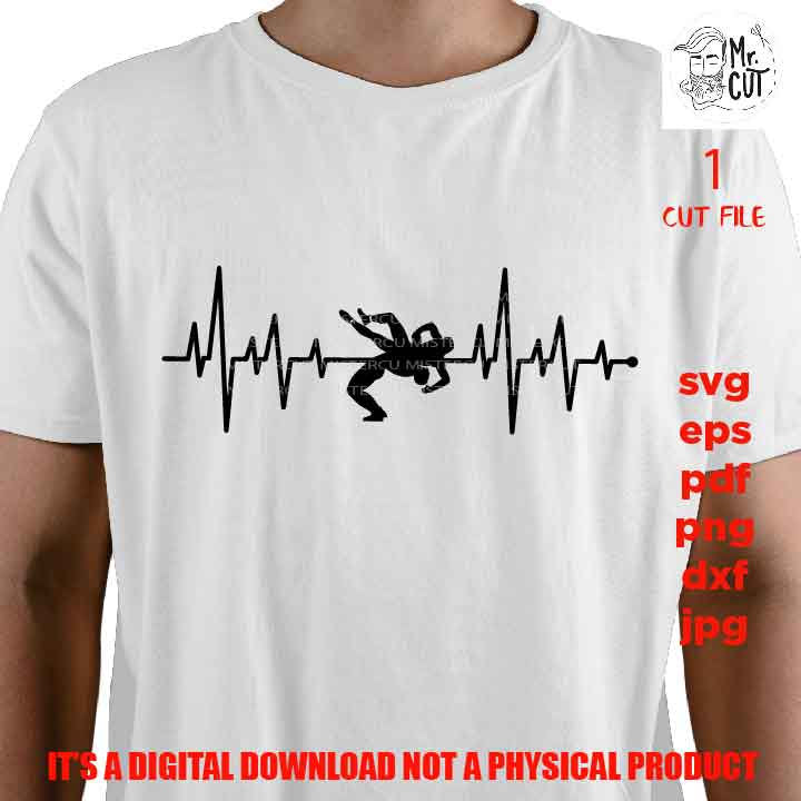 wrestling Heartbeat, Ekg, wrestling Love, svg, dxf, cut file, jpg, Silhouette, Cricut, wrestling shirt vector design, png high resolution