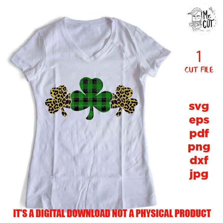 Three Shamrocks Leopard, St. Patrick's Day shirt vector design Svg, dxf, jpg transfer, png, eps, Svg Designs  Shamrock svg, Irish Shirt svg