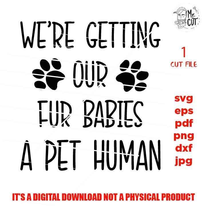 We're Getting Our Fur Babies A Pet Human, Maternity SVG, New Mom svg, dxf, jpg REVERSE, cut file, Cut File, Pregnant Svg, mother svg