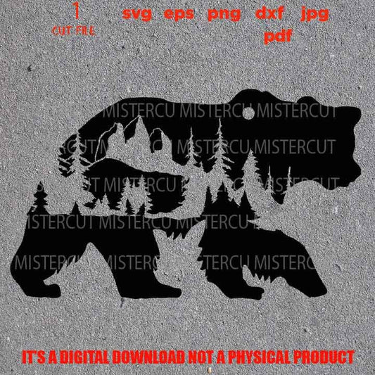 Mountain bear SVG, PNG high resolution, Dxf, vector design shirt Gift Idea, nature Design, bear sign Svg, bear shirt vector design