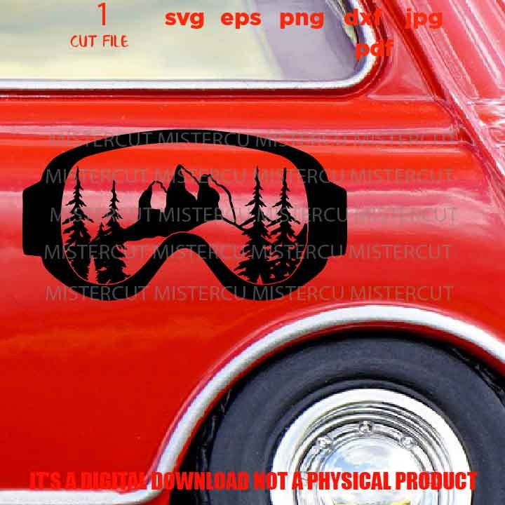 Mountain Snow Goggles, Snowboard, Adventure decal vector design, SVG, PNG, Dxf, jpg, eps, Cut File, mountain svg, outdoor sign, ski shirt