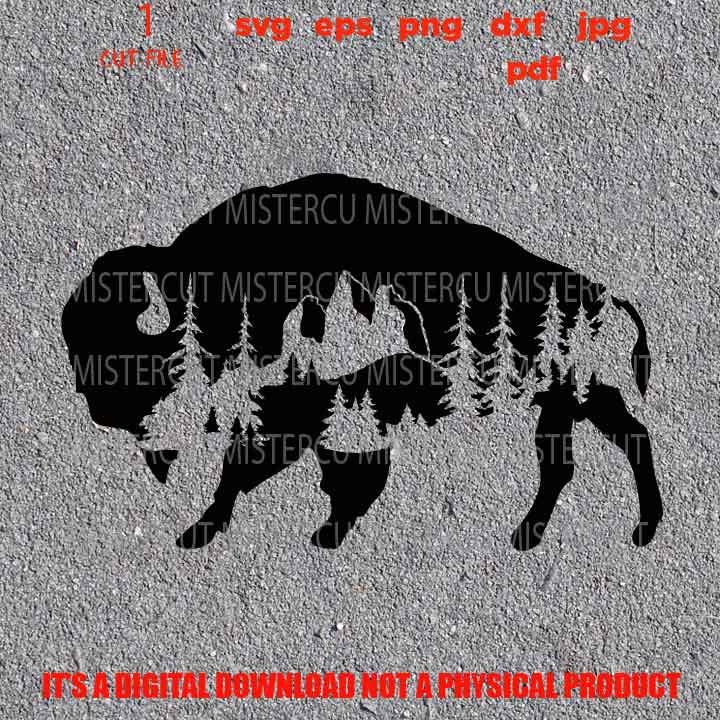 Mountain bison, SVG, PNG high resolution, Dxf, vector design shirt Gift Idea, nature Design, buffalo sign Svg, bison shirt vector design