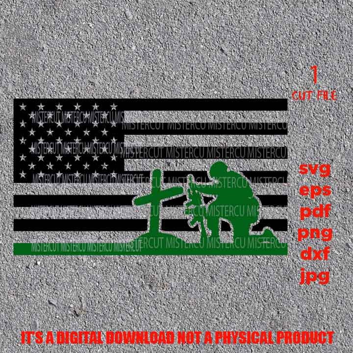 USA veteran flag, army flag, Svg, Soldier Kneeling Praying at Memorial Cross veteran day, Design T-shirt, car vector, dxf, eps, jpg, png