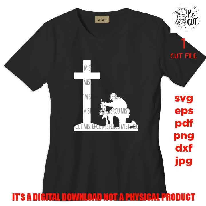 USA veteran flag, army flag, Svg, Soldier Kneeling Praying at Memorial Cross veteran day, Design T-shirt, car vector, dxf, eps, jpg, png