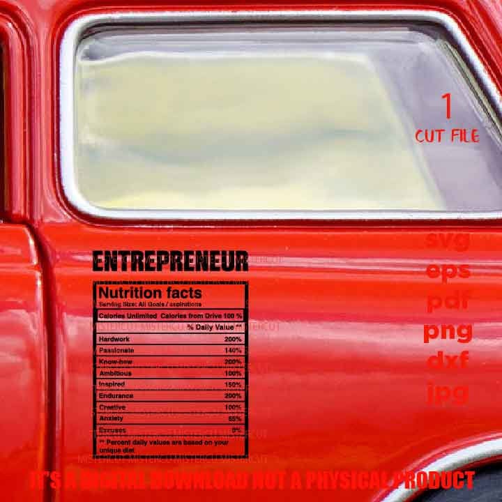 Entrepreneur Facts SVG, svg, jpg, cut file Nutrition Guide SVG, Boss SVG, Business Svg, Self-Employed Svg, Ambition, Passion, Hardworking