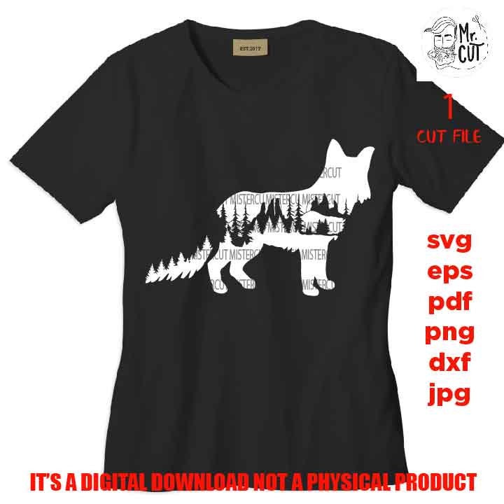 fox with landscape, SVG, PNG high resolution, Dxf, vector design shirt Gift Idea, nature Design, fox sign Svg, bison shirt vector design