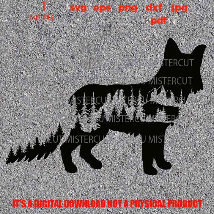 fox with landscape, SVG, PNG high resolution, Dxf, vector design shirt Gift Idea, nature Design, fox sign Svg, bison shirt vector design