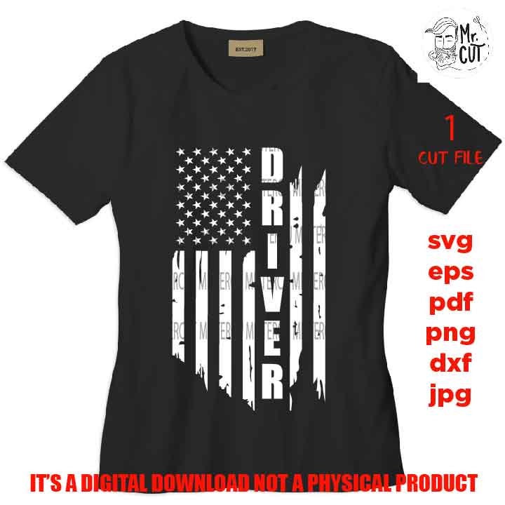 driver Svg, usa Distressed flag Svg, PNG, Dxf, mirrored jpg, american flag, USA flag, truck shirt vector design, Vehicles Recovery Shirt