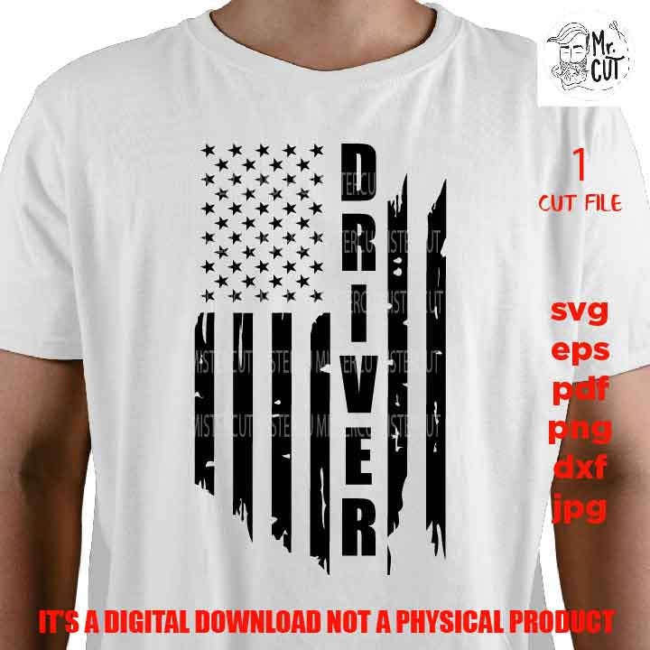 driver Svg, usa Distressed flag Svg, PNG, Dxf, mirrored jpg, american flag, USA flag, truck shirt vector design, Vehicles Recovery Shirt