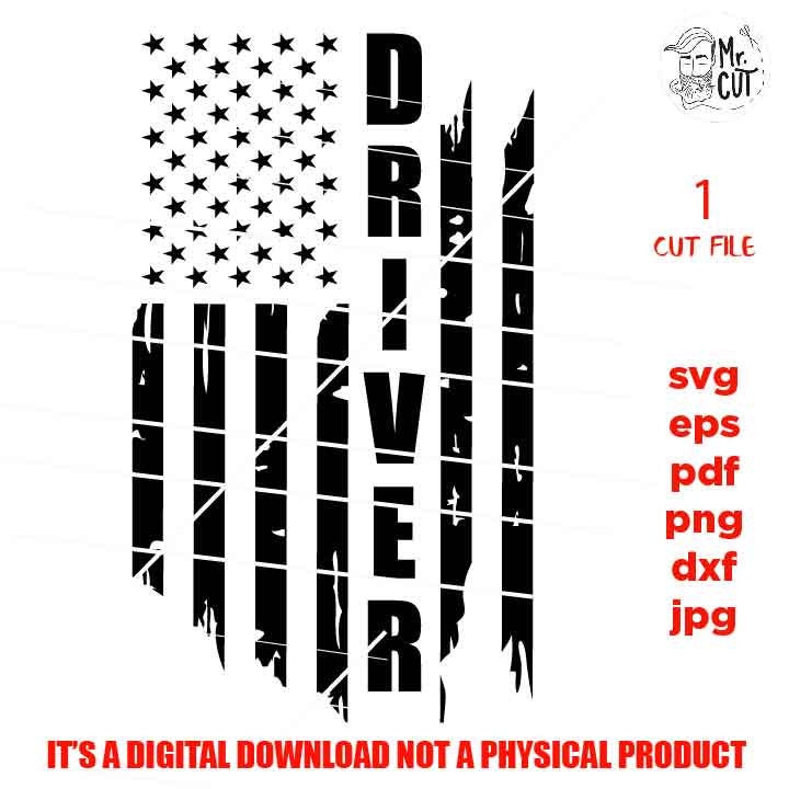 driver Svg, usa Distressed flag Svg, PNG, Dxf, mirrored jpg, american flag, USA flag, truck shirt vector design, Vehicles Recovery Shirt