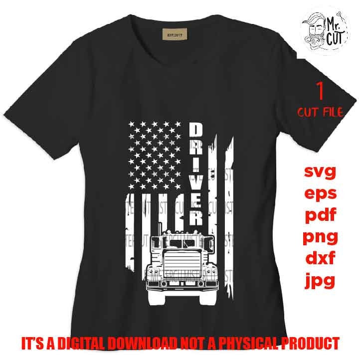 driver Svg, usa Distressed flag Svg, PNG, Dxf, mirrored jpg, american flag, USA flag, truck shirt vector design, Vehicles Recovery Shirt