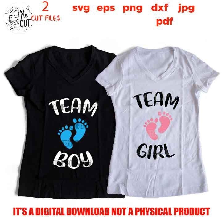 Team girl team boy SVG, DxF, EpS, cut file, png high resolution, jpg transfer, Printable Digital, baby feet, boy, girl, gender reveal party