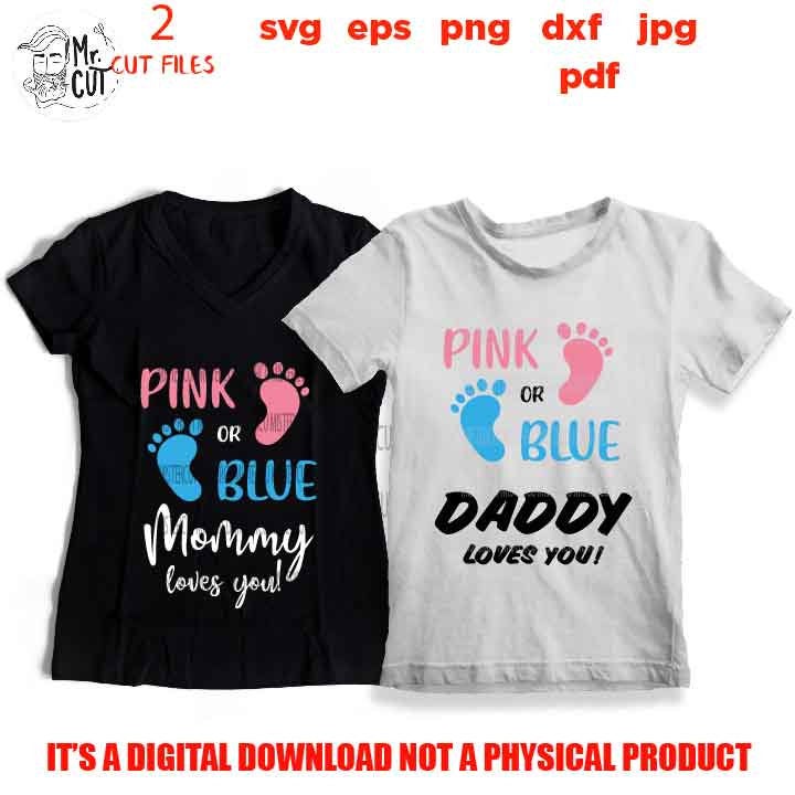 pink or blue matching shirts SVG, DxF, EpS, cut file, png high resolution, jpg, Printable Digital, baby feet, boy, girl, gender reveal party