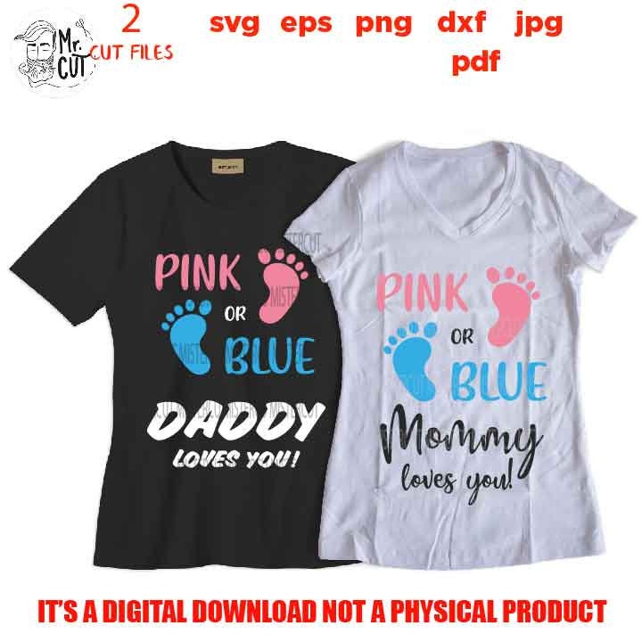 pink or blue matching shirts SVG, DxF, EpS, cut file, png high resolution, jpg, Printable Digital, baby feet, boy, girl, gender reveal party