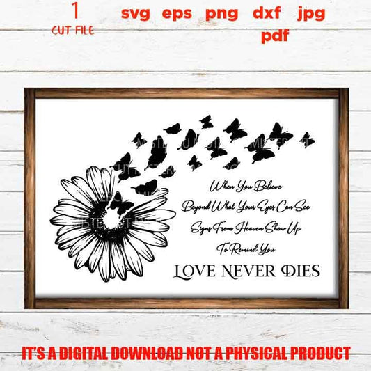 In loving memory svg, when you believe love never dies svg, DxF, eps, cut file, png high resolution, jpg transfer, Memorial SVG