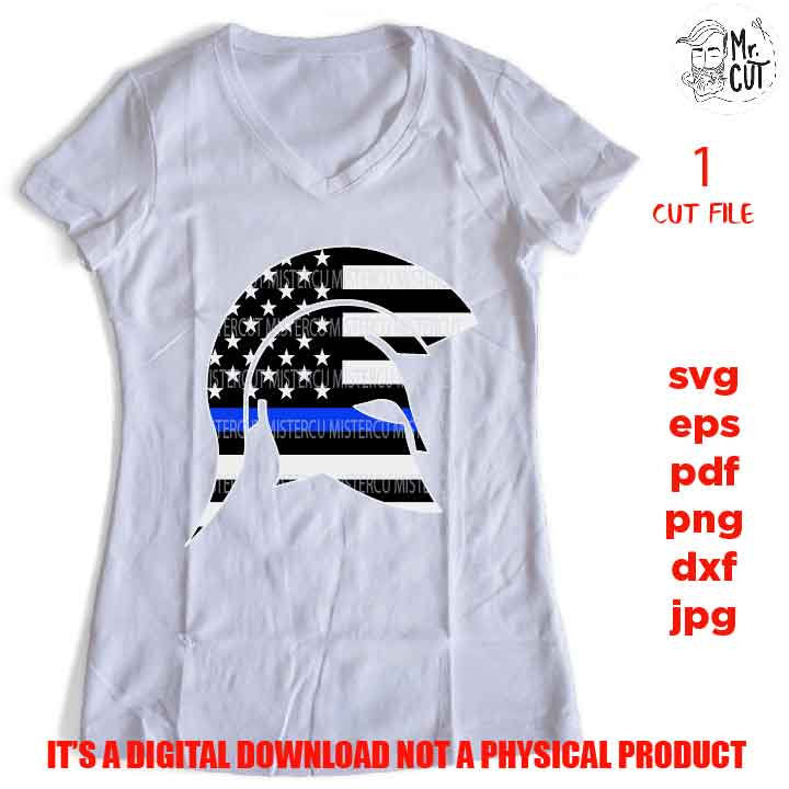 USA police flag, thin blue line flag, Svg, greek spartan helmet, fourth of july, back the blue Cut Files dxf, eps, jpg, png high resolution