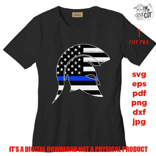 USA police flag, thin blue line flag, Svg, greek spartan helmet, fourth of july, back the blue Cut Files dxf, eps, jpg, png high resolution