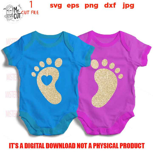 baby feet with heart and without SVG, png high resolution, DxF, cut file, jpg transfer, Printable Digital, boy, girl, gender reveal party