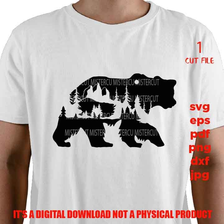 Mountain bear SVG, PNG high resolution, Dxf, vector design shirt Gift Idea, nature Design, bear sign Svg, bear shirt vector design