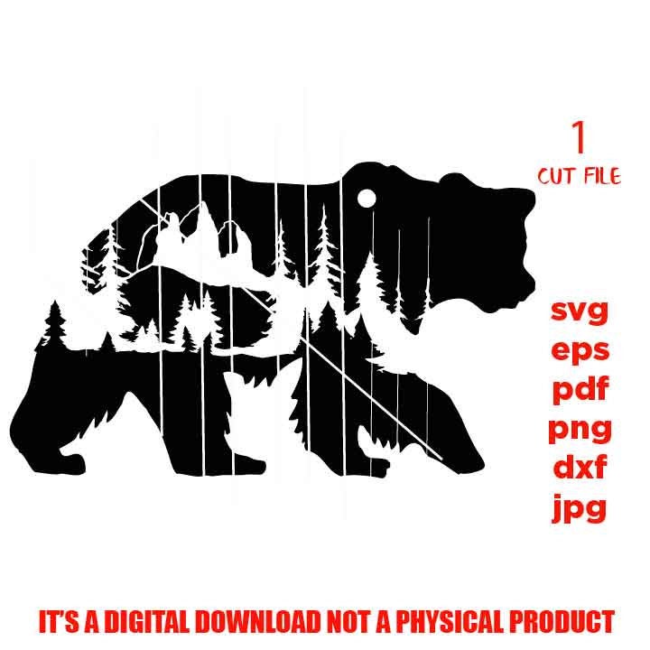 Mountain bear SVG, PNG high resolution, Dxf, vector design shirt Gift Idea, nature Design, bear sign Svg, bear shirt vector design