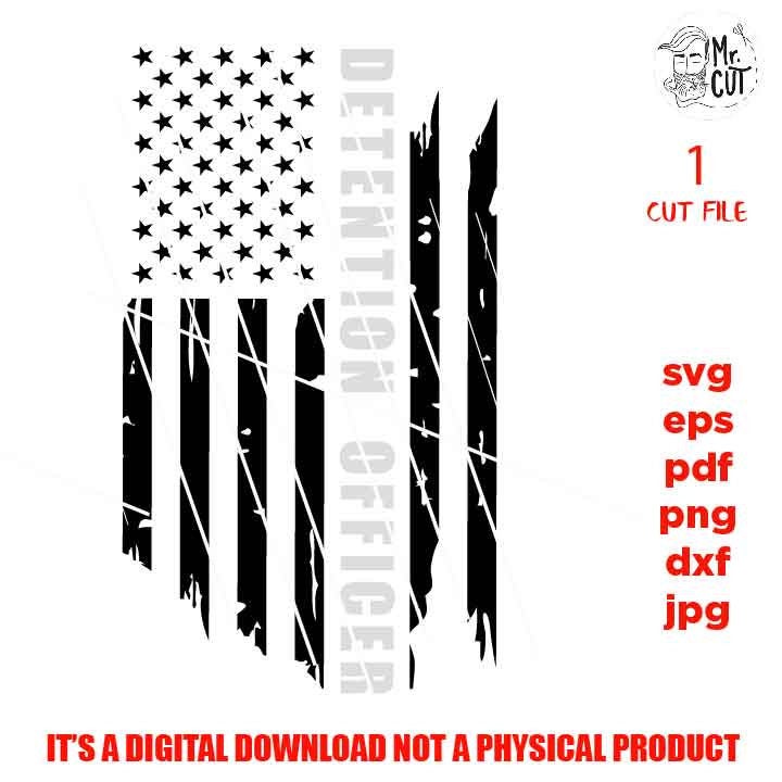 USA flag svg, detention Officer Flag, Thin Silver Line Flag, Correctional Officer Distressed Flag Distressed flag Svg, PNG, Dxf, usa flag