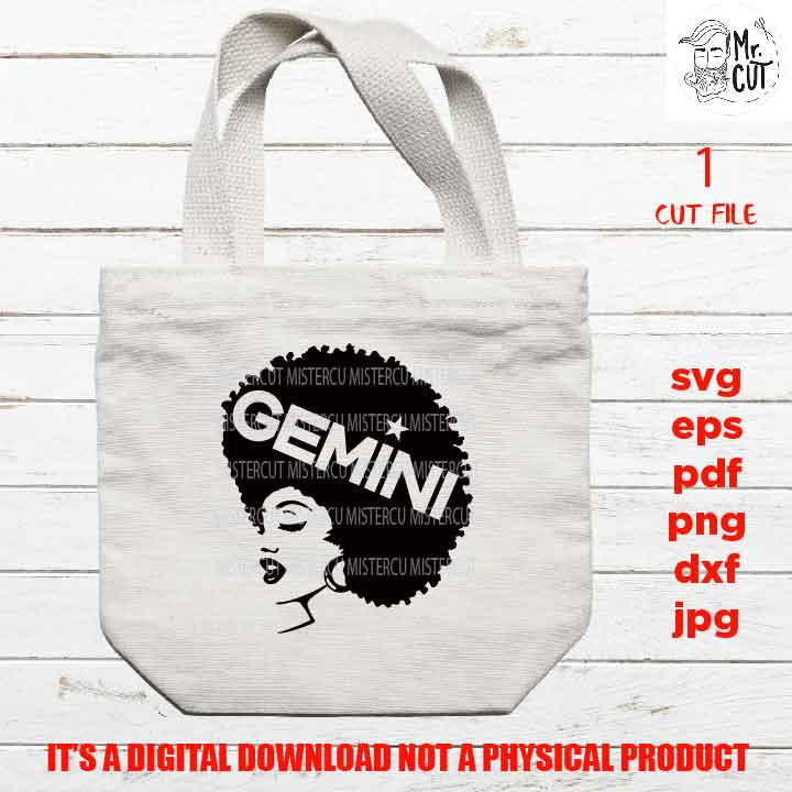 Gemini Afro Zodiac Birthday, sign, Black Queen, Black woman svg, jpg reverse, png, pdf, cut files, American Woman, melanin, Black Girl Magic