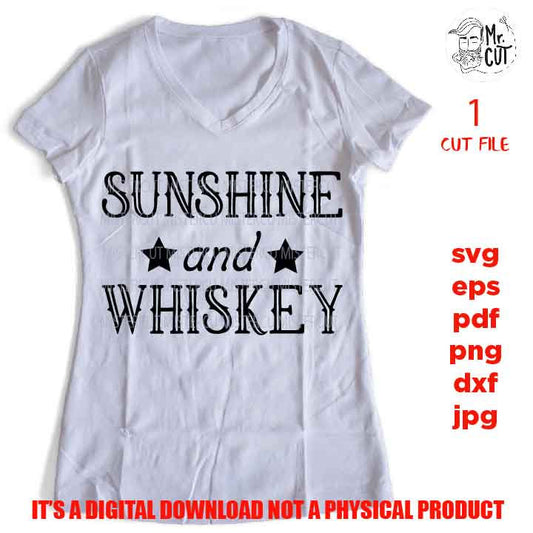 Sunshine and Whiskey, Sunshine, Whiskey, Whiskey Drink, SVG, DXF, EpS, png, jpg, cut file, drink svg, summer svg, funny svg, drunk svg