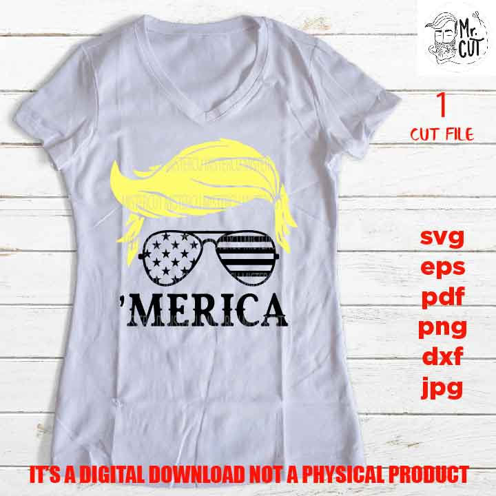 Trump america shirt vector design, sign svg, funny idea gift, sign Svg, PNG high resolution, Dxf, eps, pdf, pilot sunglasses, usa, patriotic