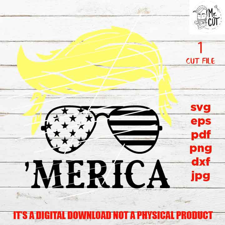 Trump america shirt vector design, sign svg, funny idea gift, sign Svg, PNG high resolution, Dxf, eps, pdf, pilot sunglasses, usa, patriotic