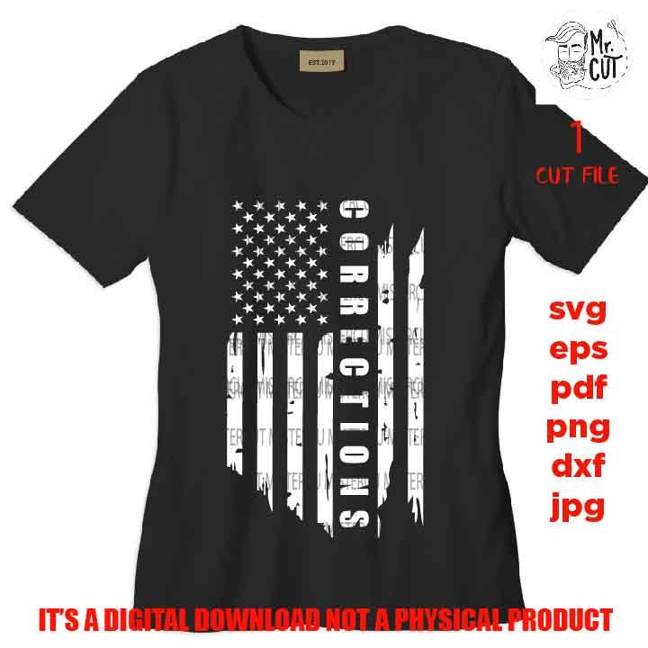 USA flag svg, Corrections Flag, Thin Silver Line Flag, Correctional Officer Distressed Flag Distressed flag Svg, PNG, Dxf, usa flag